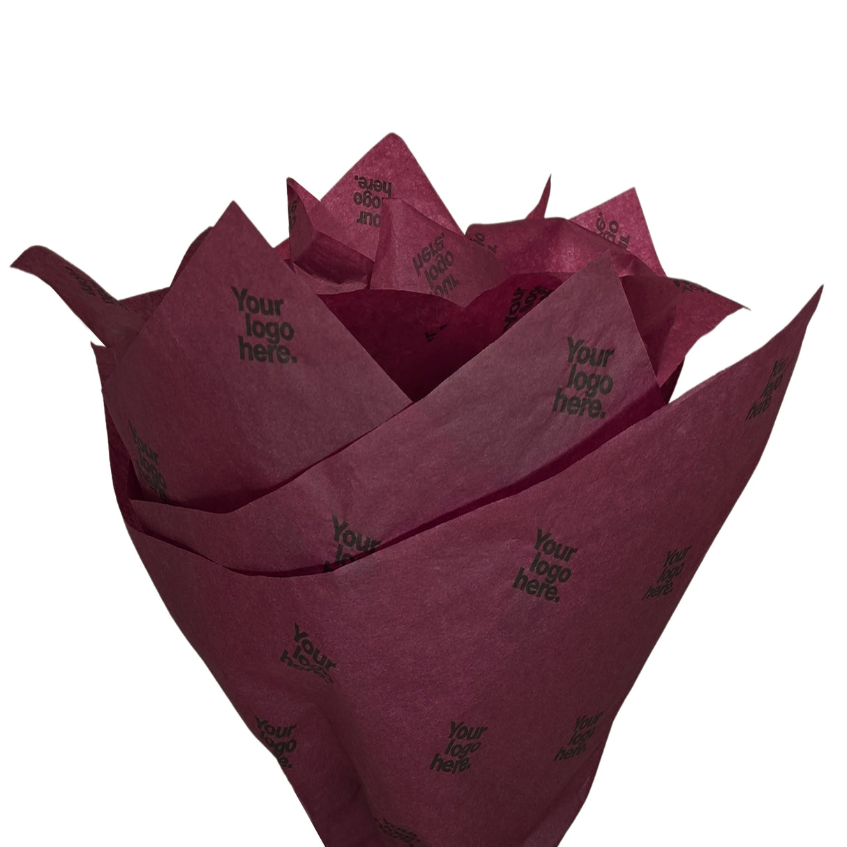 Custom tissue paper burgundy, fan arrangement, 17gsm – size 50x75cm