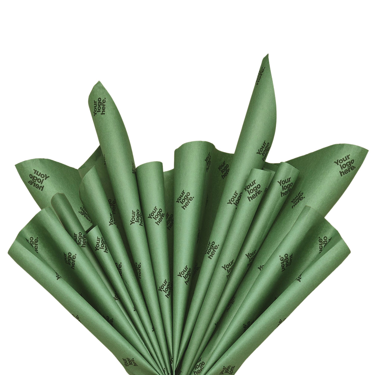Custom tissue paper dark-green, fan arrangement, 28gsm – size 50x75cm