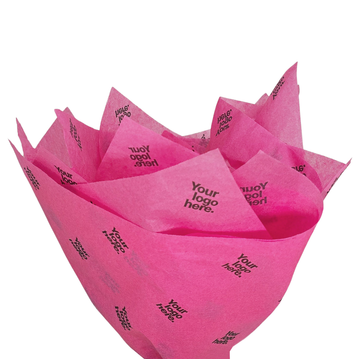 Custom tissue paper fuchsia-pink, fan arrangement, 17gsm – size 50x75cm
