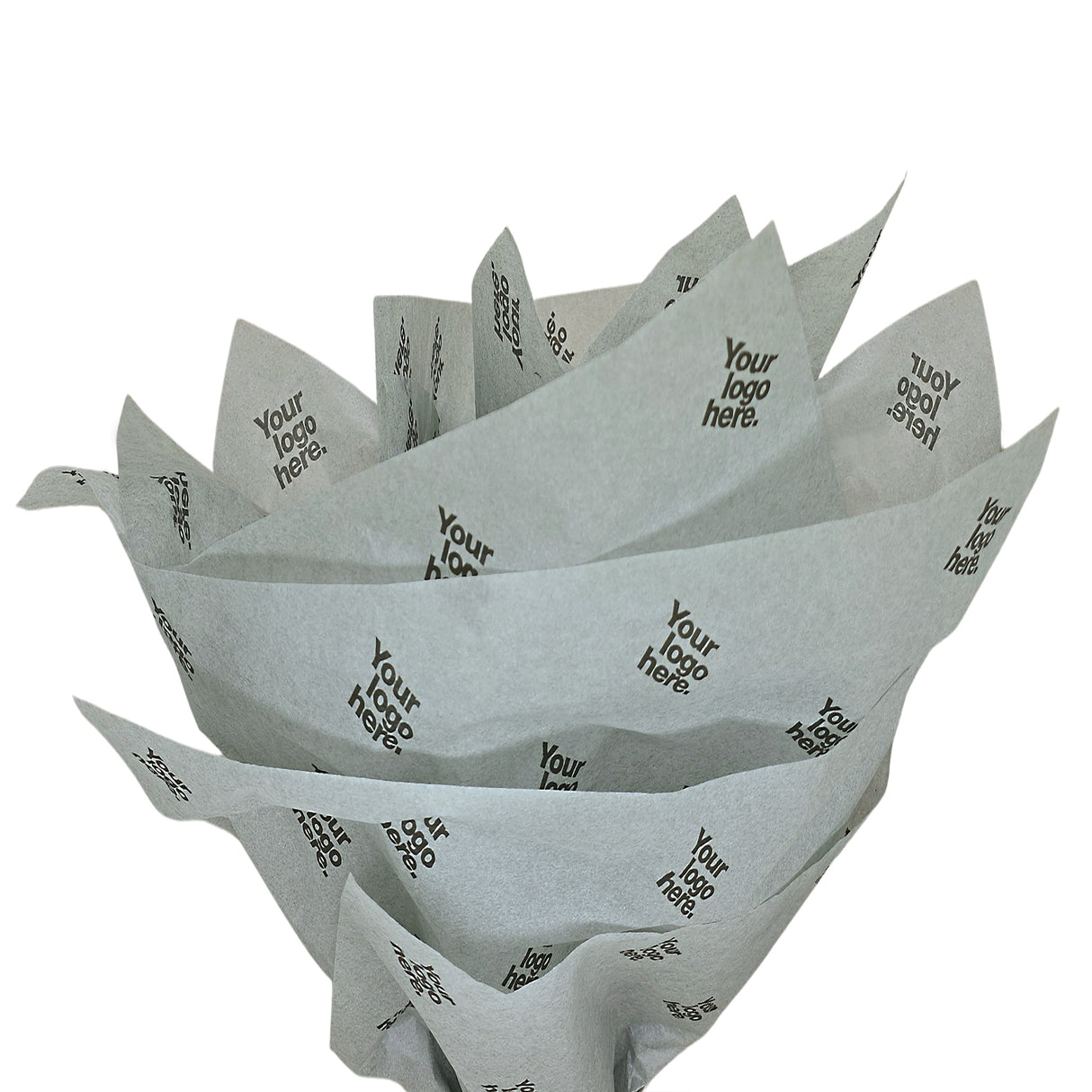 Custom tissue paper grey, fan arrangement, 17gsm – size 50x75cm