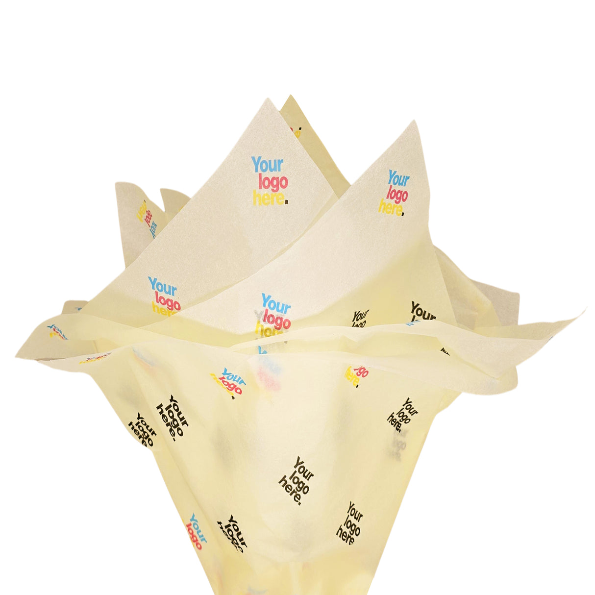 Custom tissue paper ivory, fan arrangement, 17gsm – size 50x75cm