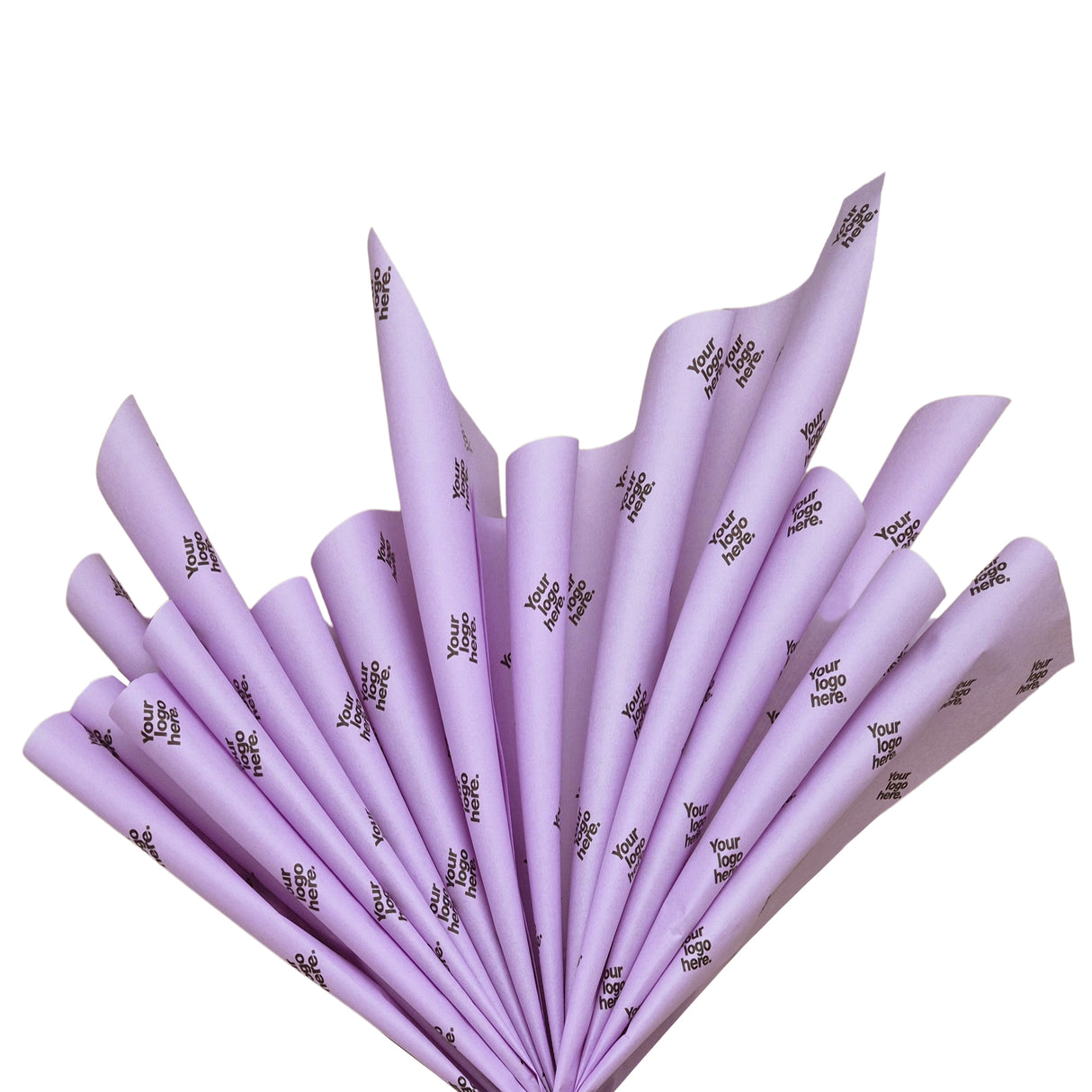 Custom tissue paper lavender, fan arrangement, 28gsm – size 50x75cm