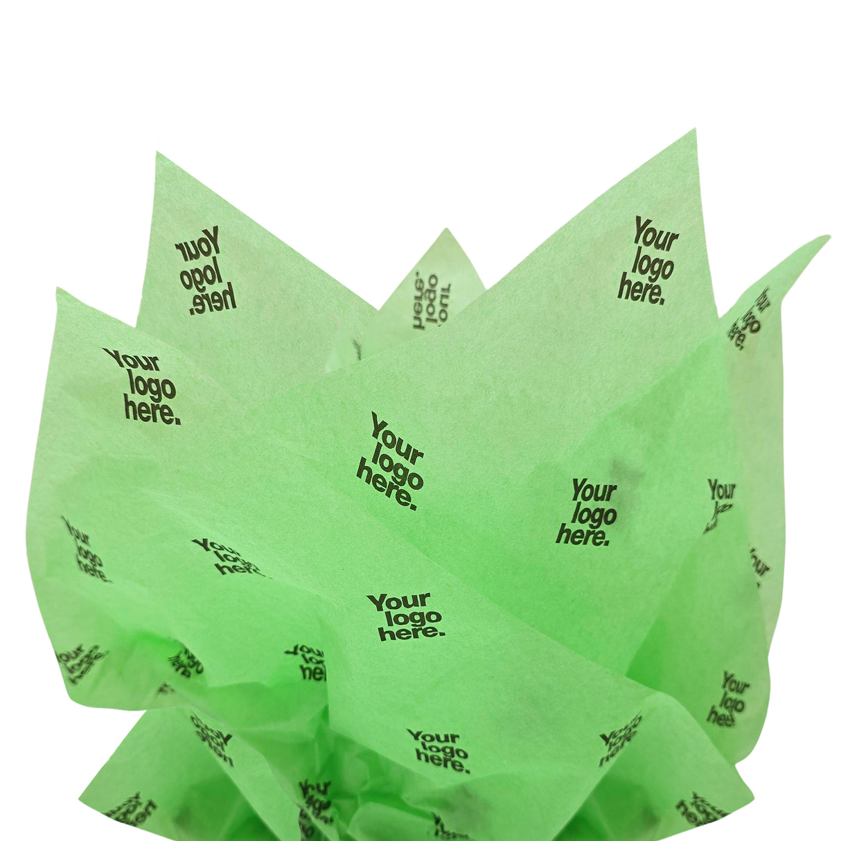 Custom tissue paper light-green, fan arrangement, 17gsm – size 50x75cm