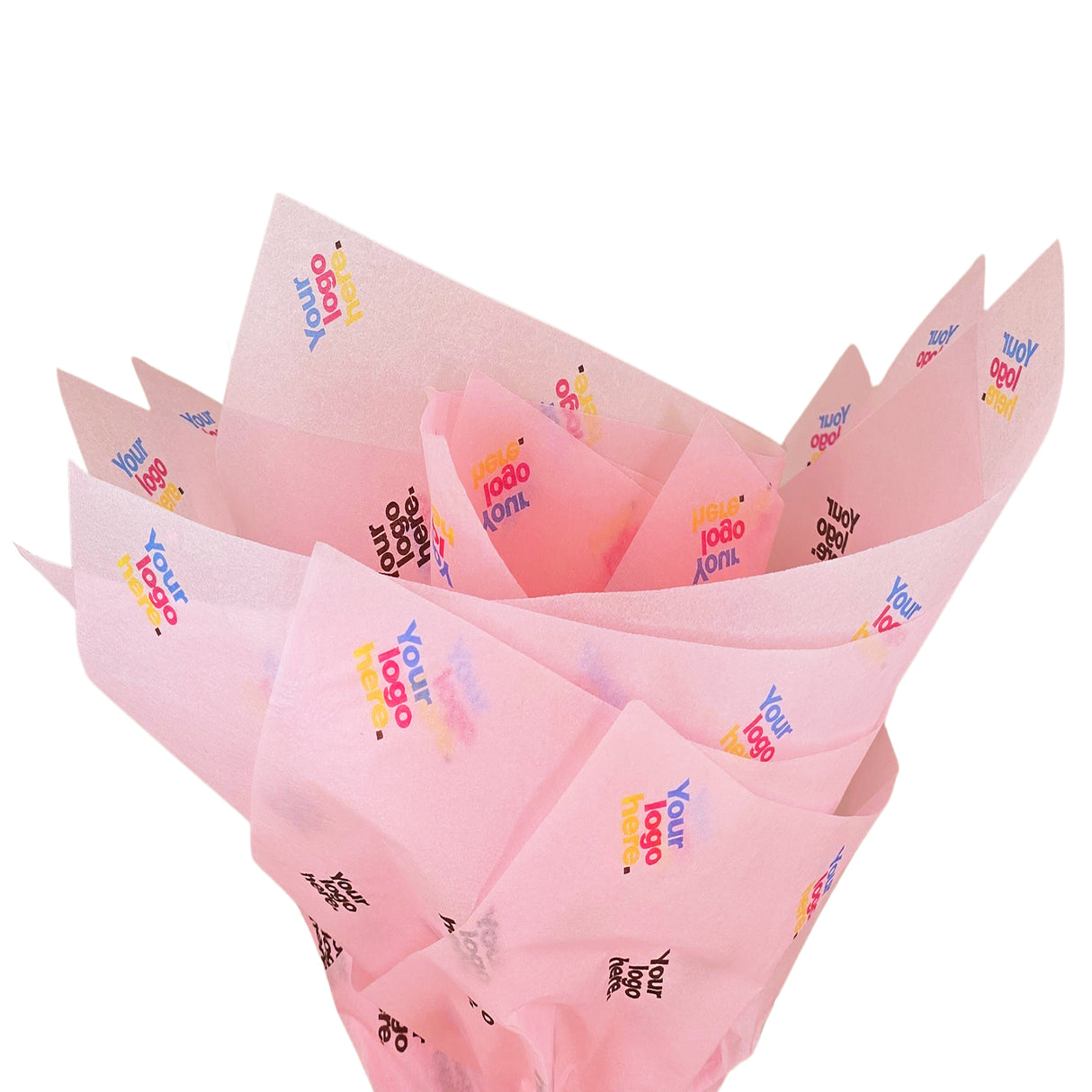 Custom tissue paper light-pink, fan arrangement, 17gsm – size 50x75cm