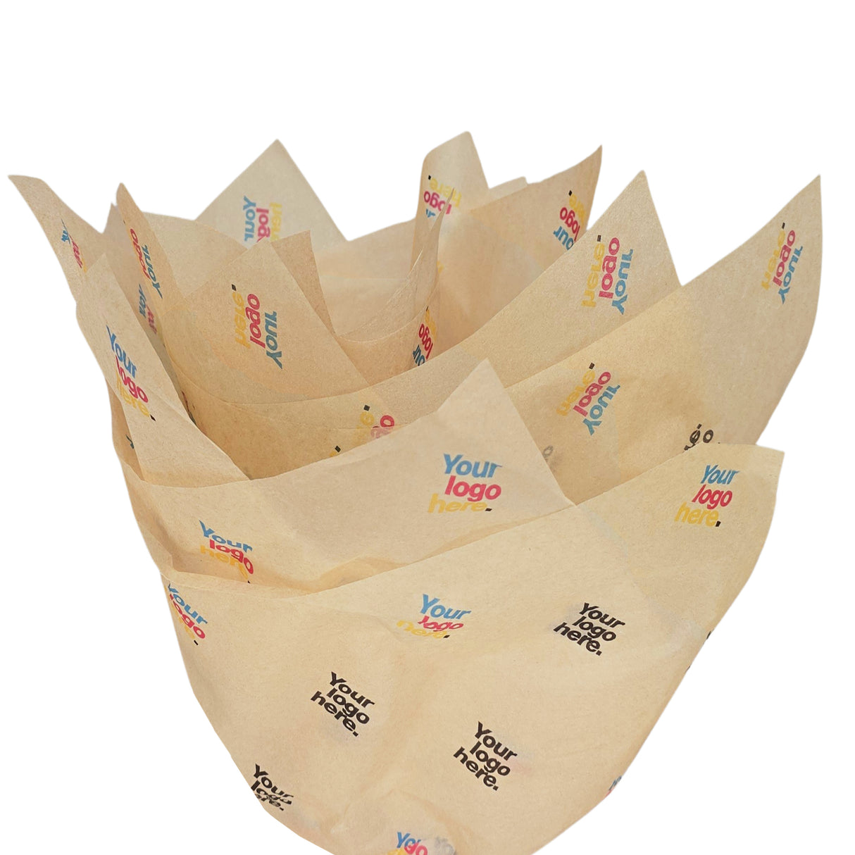 Custom tissue paper natural-cream, fan arrangement, 17gsm – size 50x75cm