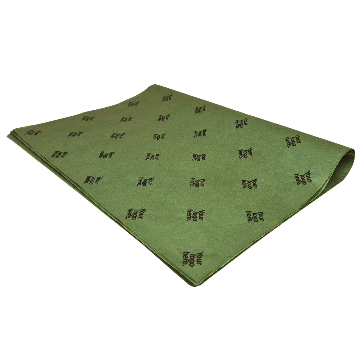 Custom tissue paper olive-green, ream of folded sheets 17gsm – size 50x75cm