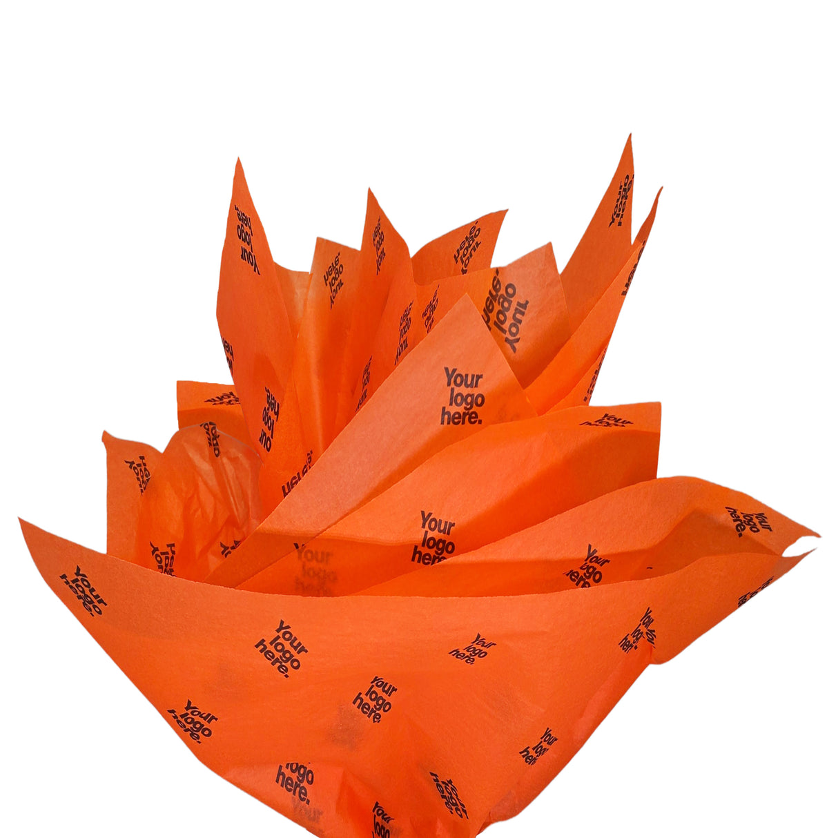 Custom tissue paper orange, fan arrangement, 17gsm – size 50x75cm