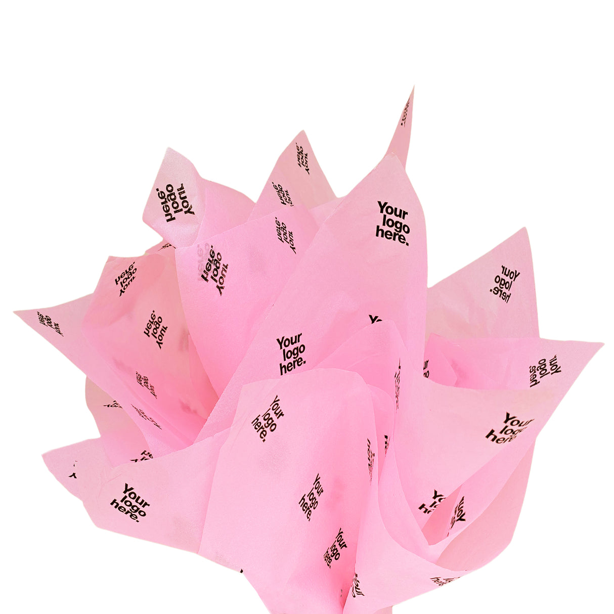 Custom tissue paper pastel-pink, fan arrangement, 17gsm – size 50x75cm