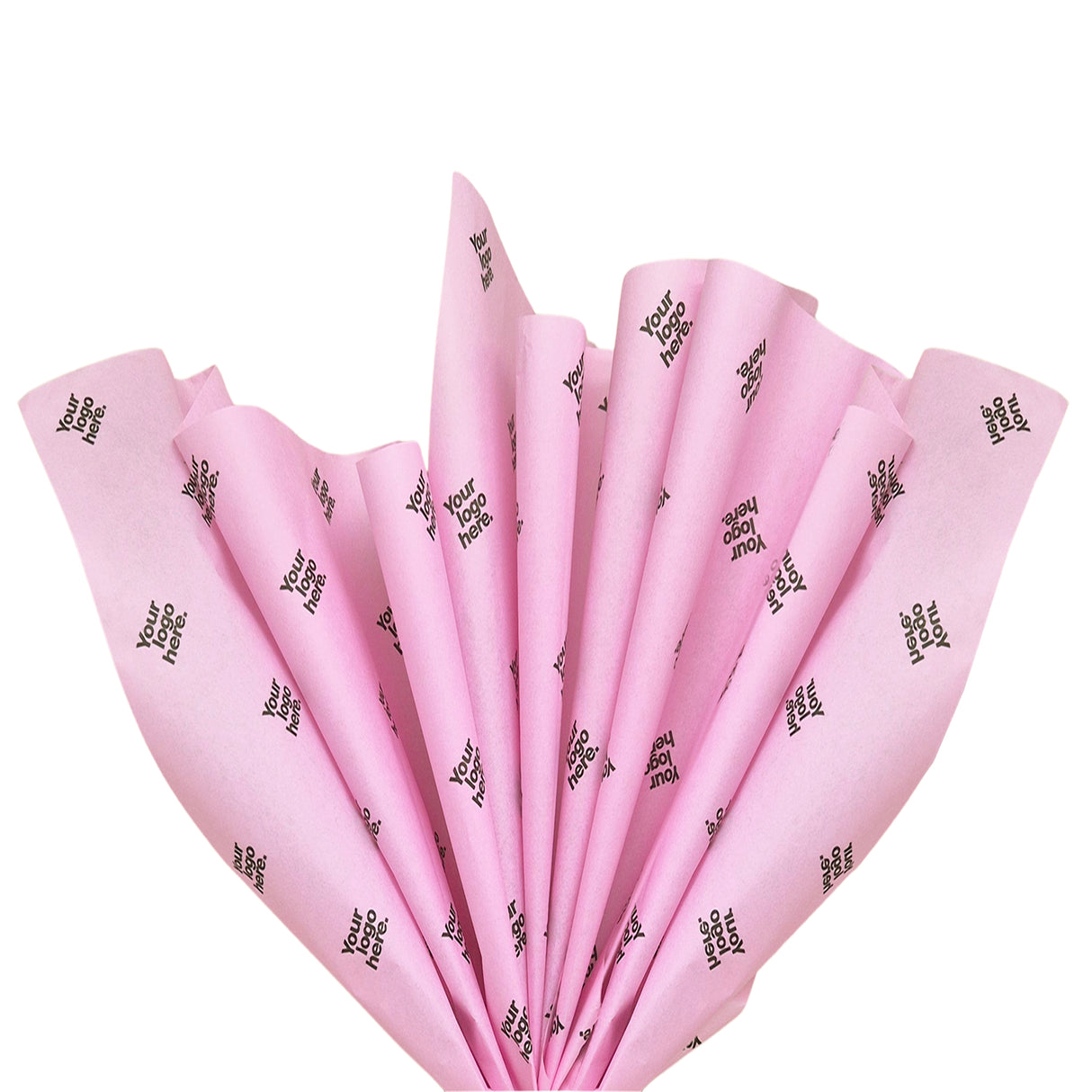 Custom tissue paper pastel-pink, fan arrangement, 28gsm – size 50x75cm