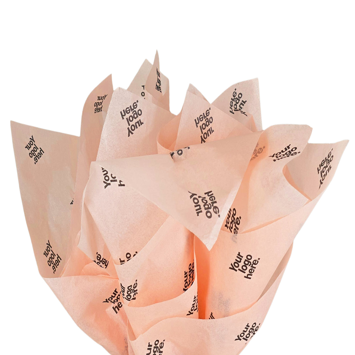 Custom tissue paper peach, fan arrangement, 17gsm – size 50x75cm