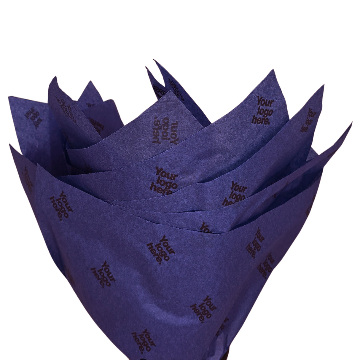 Custom tissue paper royal-blue, fan arrangement, 17gsm – size 50x75cm