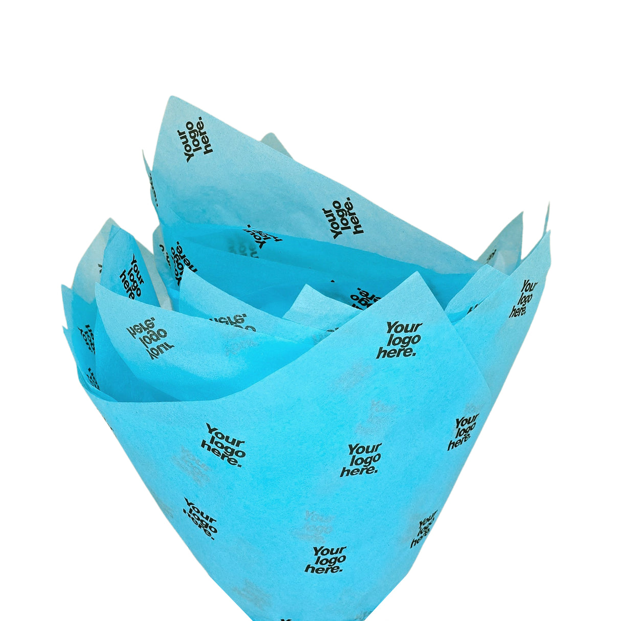 Custom tissue paper turquoise, fan arrangement, 17gsm – size 50x75cm
