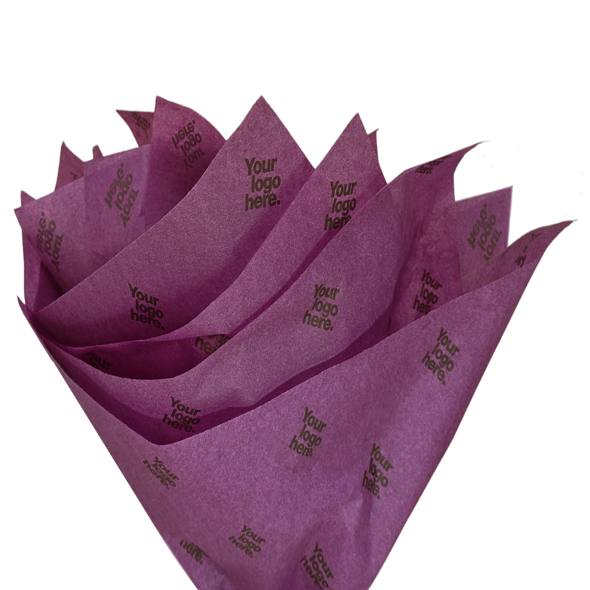 Custom tissue paper violet, fan arrangement, 17gsm – size 50x75cm