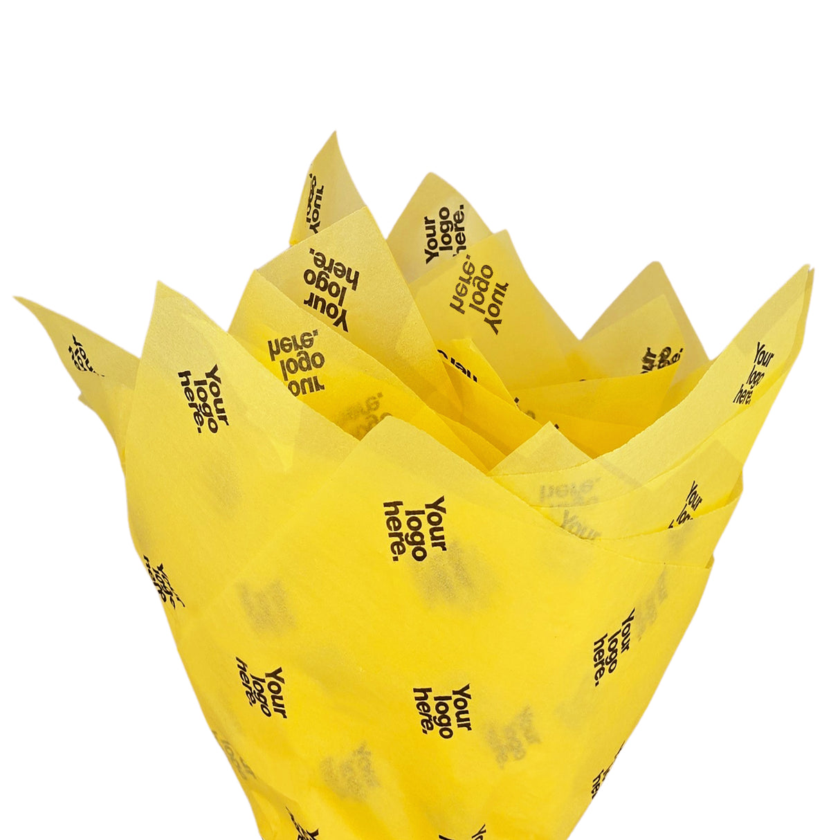 Custom tissue paper yellow, fan arrangement, 17gsm – size 50x75cm