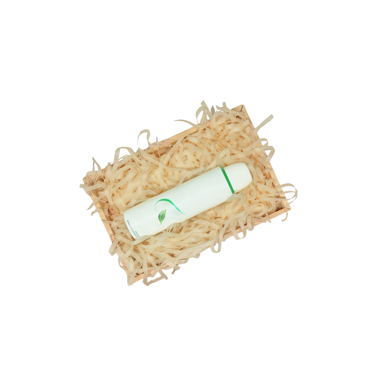 Light tan tissue paper filling presented in a natural gift box