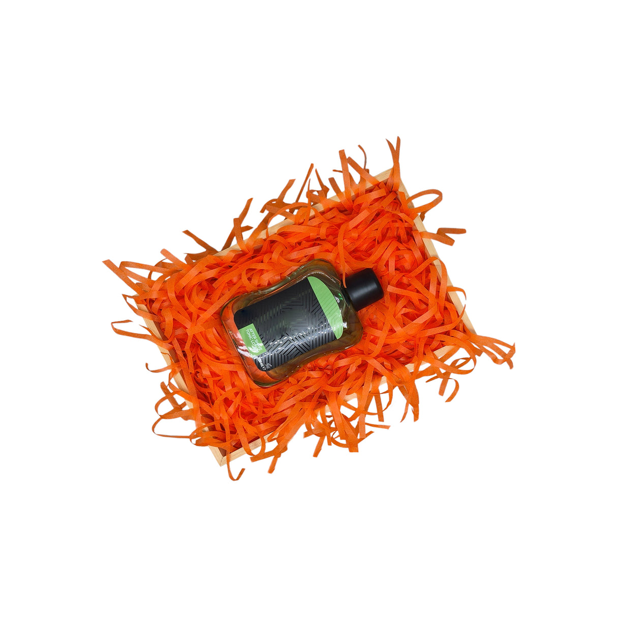 Orange tissue paper filling presented in a natural gift box