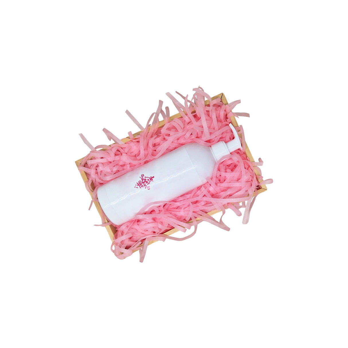 Pastell pink tissue paper filling presented in a natural gift box