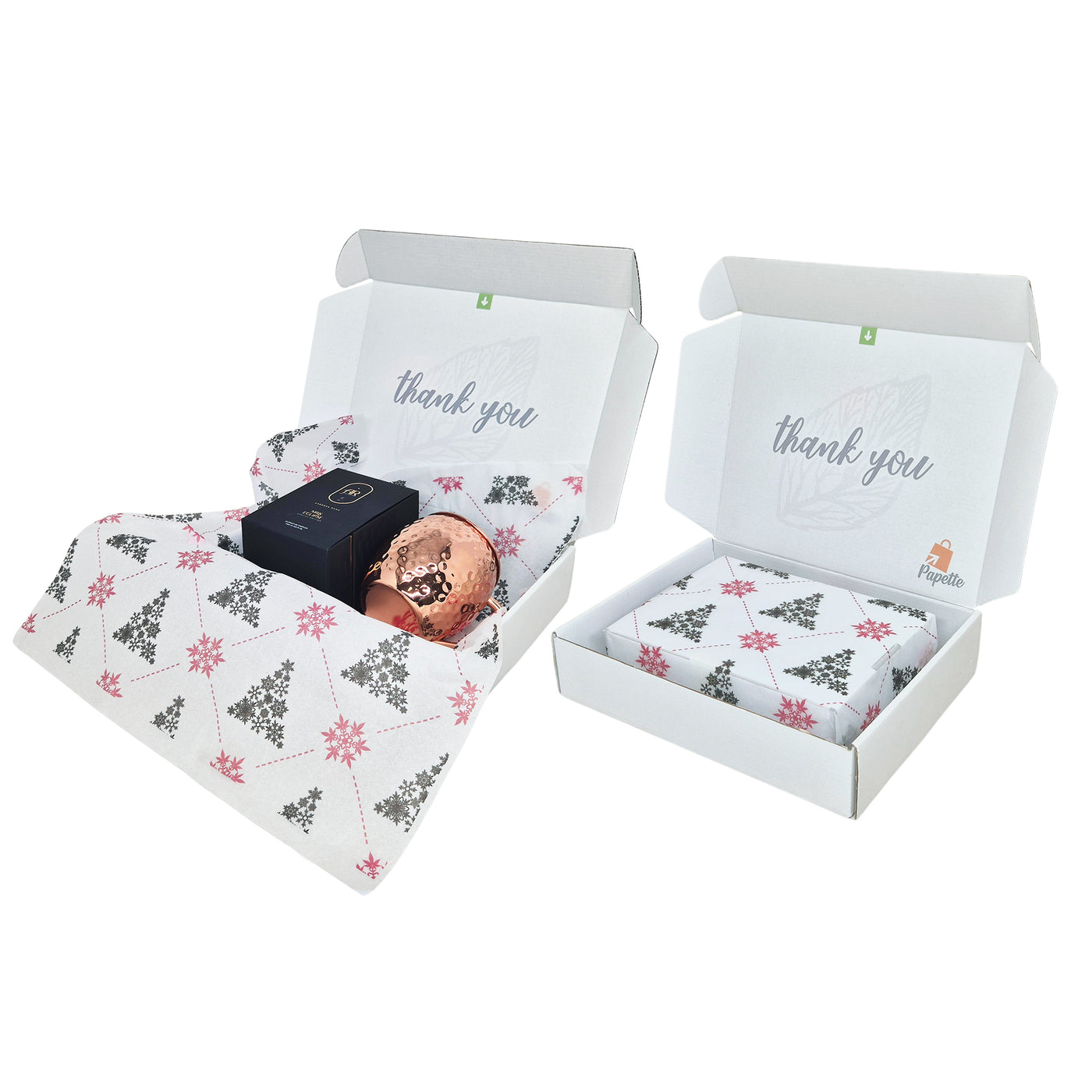 Shipping box + Festive Trees Christmas, tissue paper 28gsm - size 50x75cm