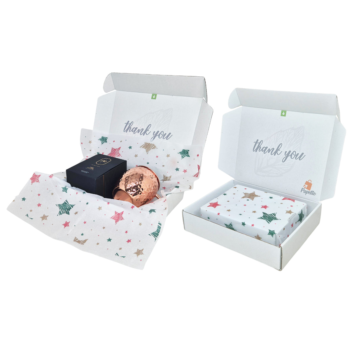 Shipping box + Merry Mix Stars Christmas, tissue paper 28gsm - size 50x75cm
