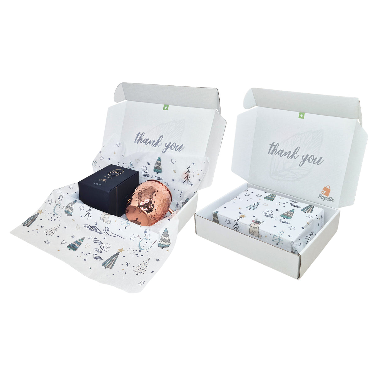 Shipping box + Snowy Friends Christmas, tissue paper 28gsm - size 50x75cm