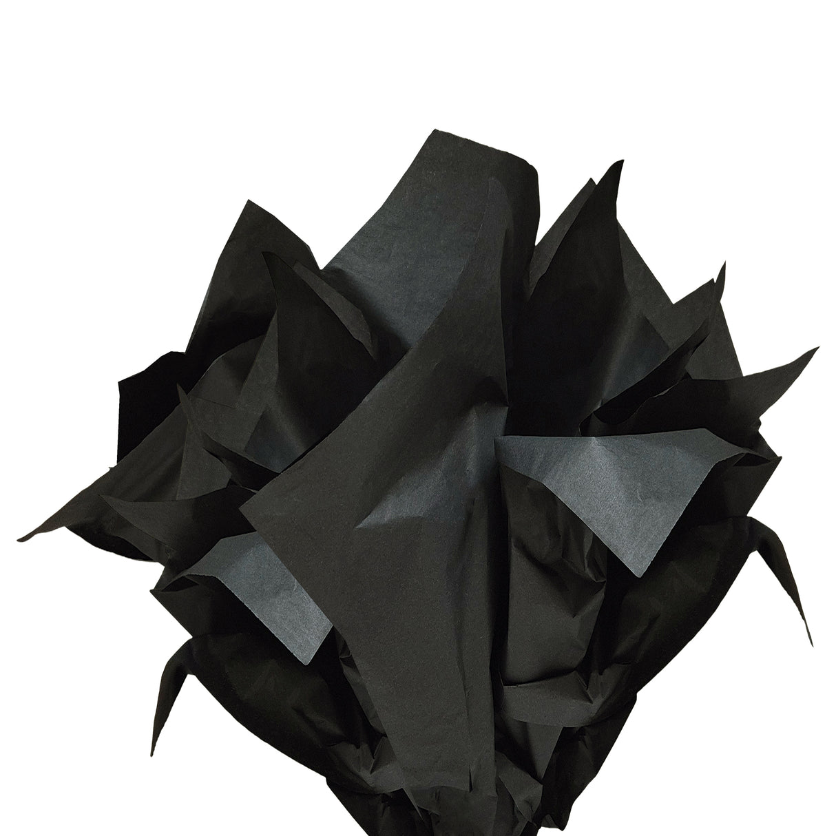 Plain tissue paper black, fan arrangement, 17gsm – size 50x75cm