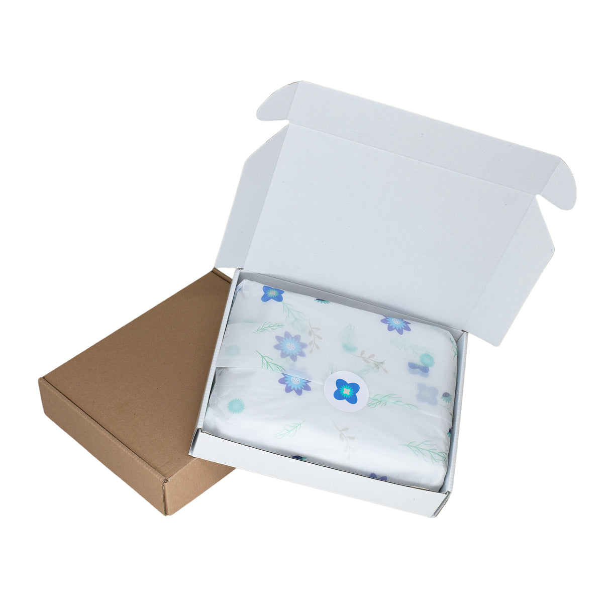Tissue paper Blue Meadow, placed in a transport box, 17gsm – size 50x75cm