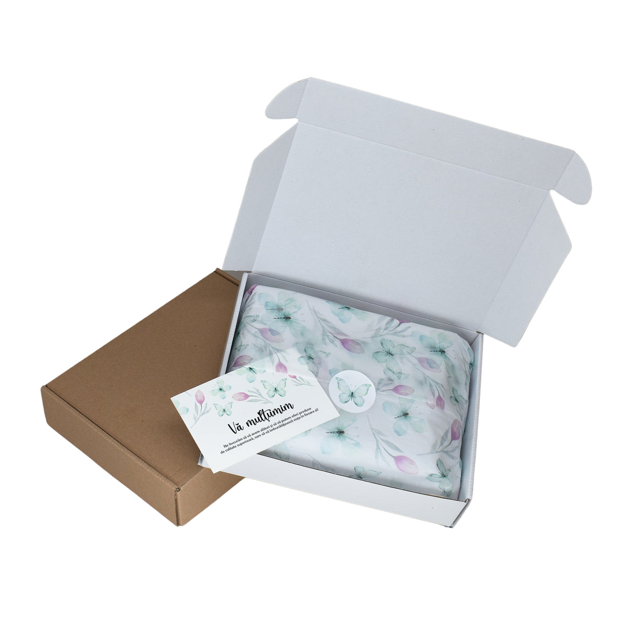 Tissue paper Butterfly Whisper, in shipping box with sticker and thank you card, 17gsm – size 50x75cm