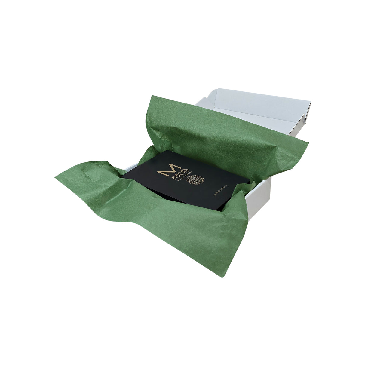 Plain tissue paper dark-green, arranged in a transport box, 28gsm – size 50x75cm