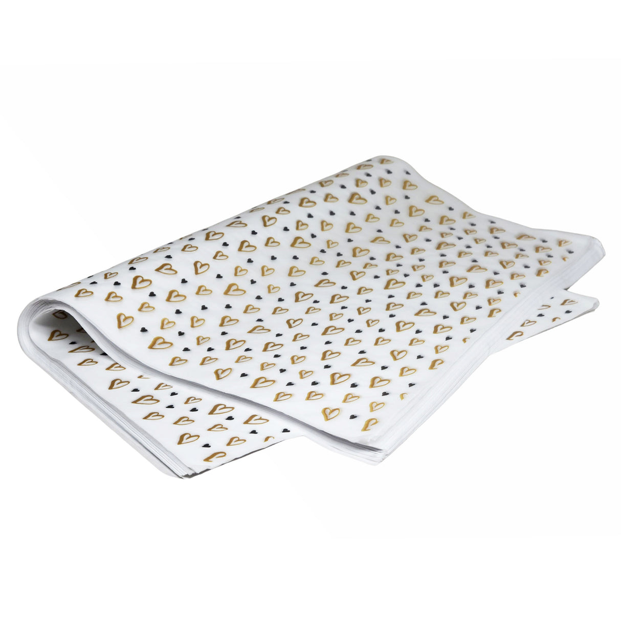 Tissue paper Golden Hearts, ream of folded sheets 17gsm – size 50x75cm