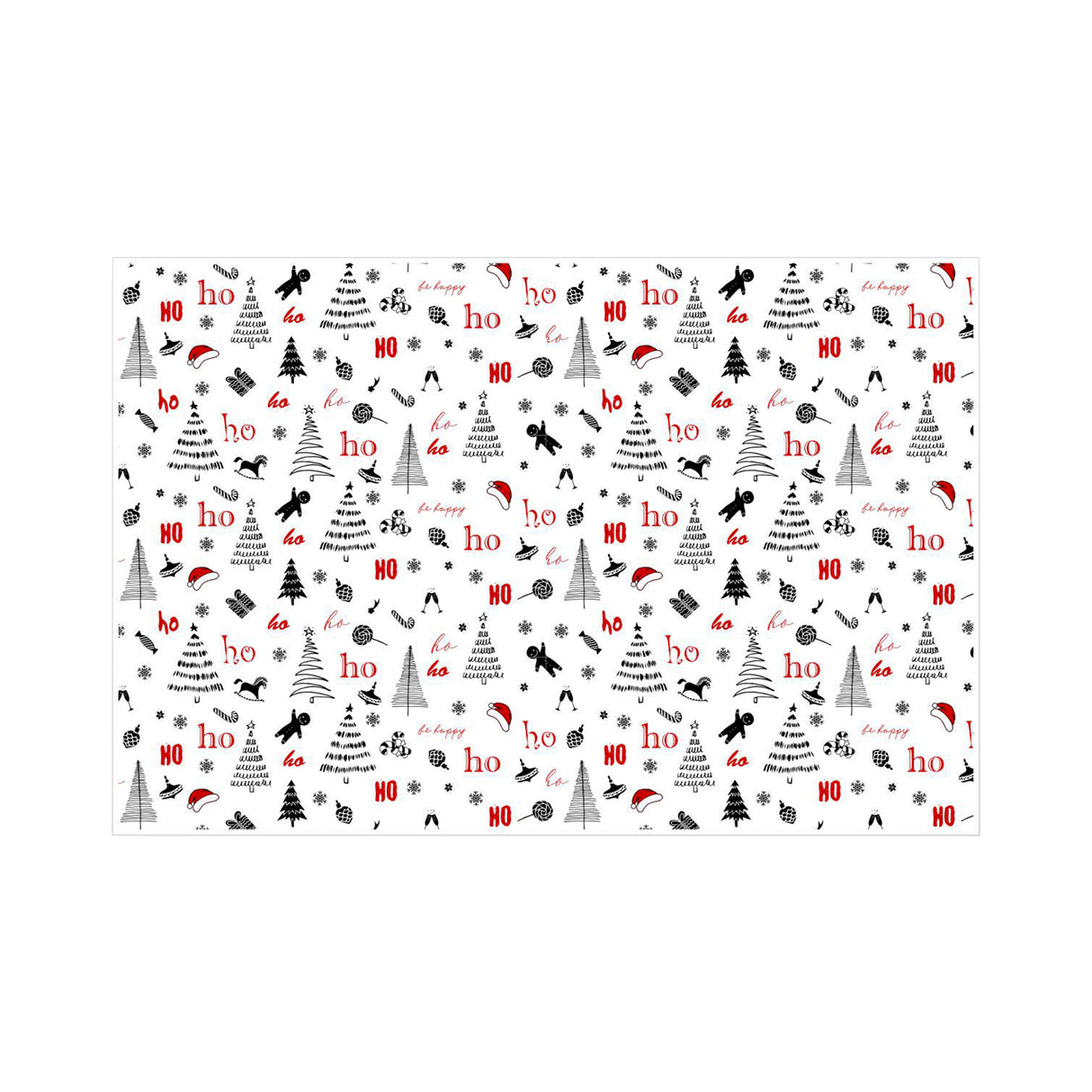 Tissue paper Ho Ho Fun Christmas, open sheet, 28gsm – size 50x75cm