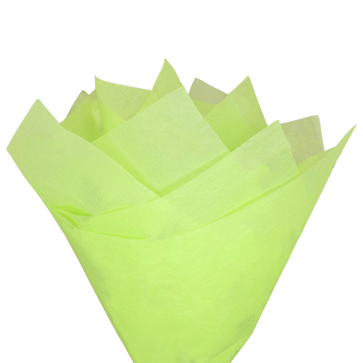 Plain tissue paper lime-green, fan arrangement, 17gsm – size 50x75cm