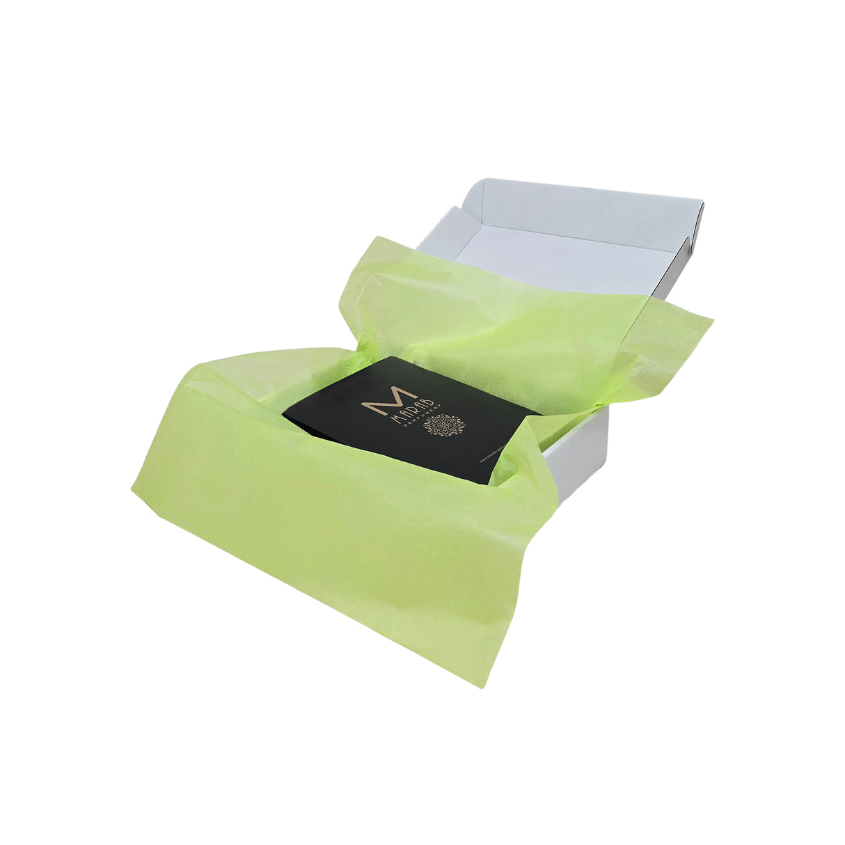 Plain tissue paper lime-green, arranged in a transport box, 17gsm – size 50x75cm