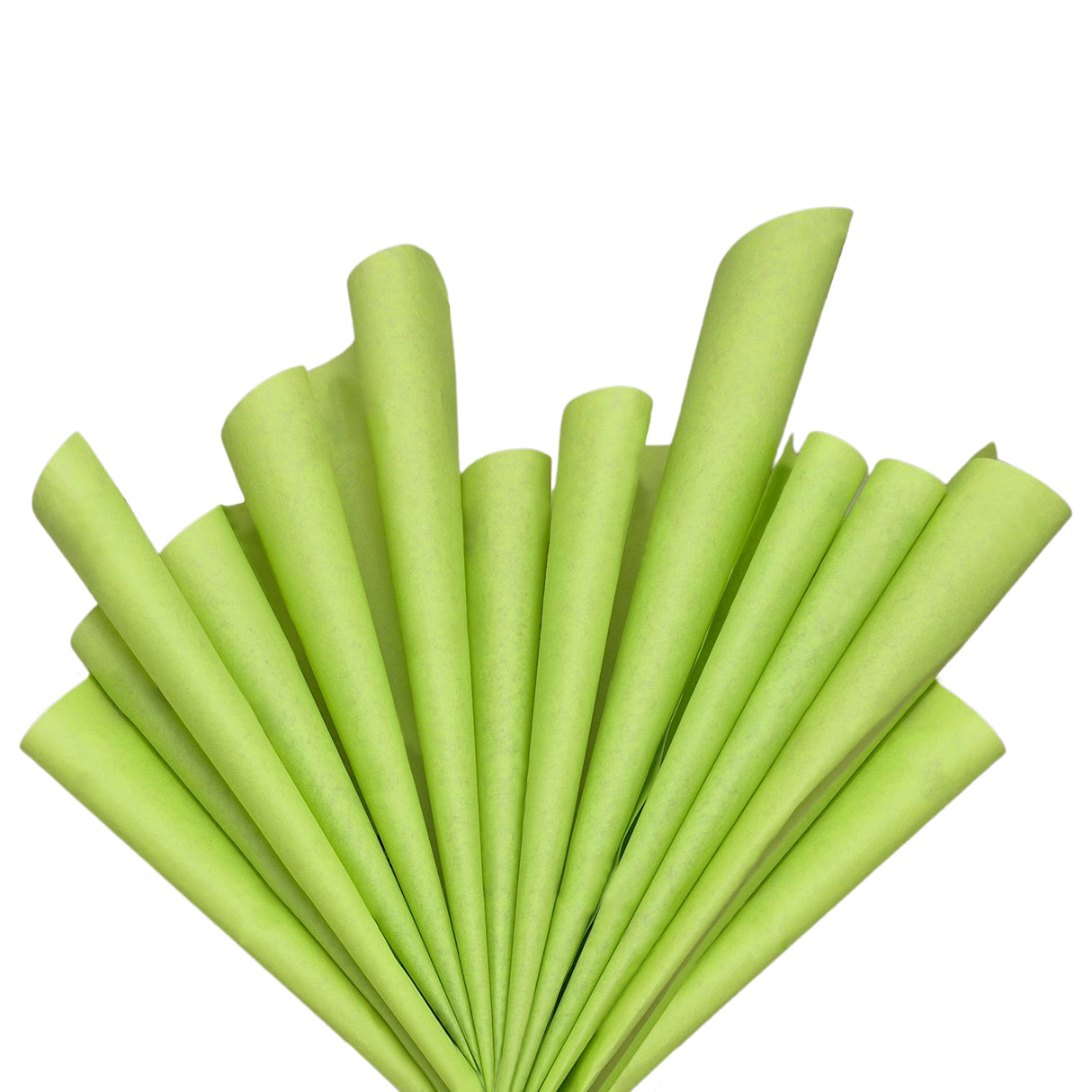 Plain tissue paper lime-green, fan arrangement, 28gsm – size 50x75cm