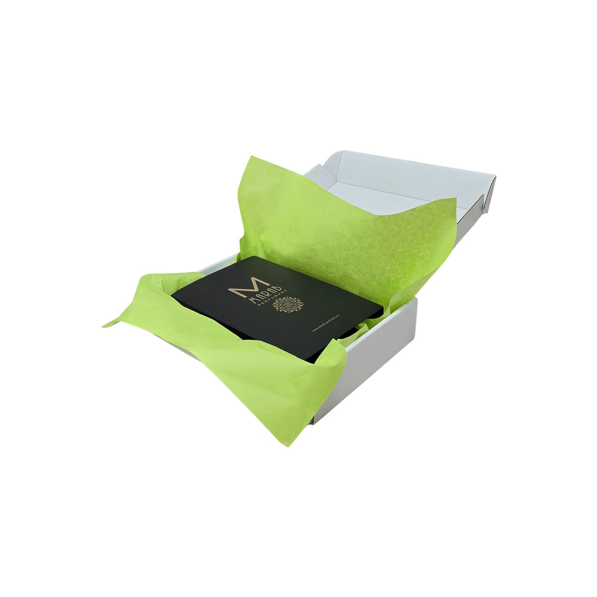 Plain tissue paper lime-green, arranged in a transport box, 28gsm – size 50x75cm