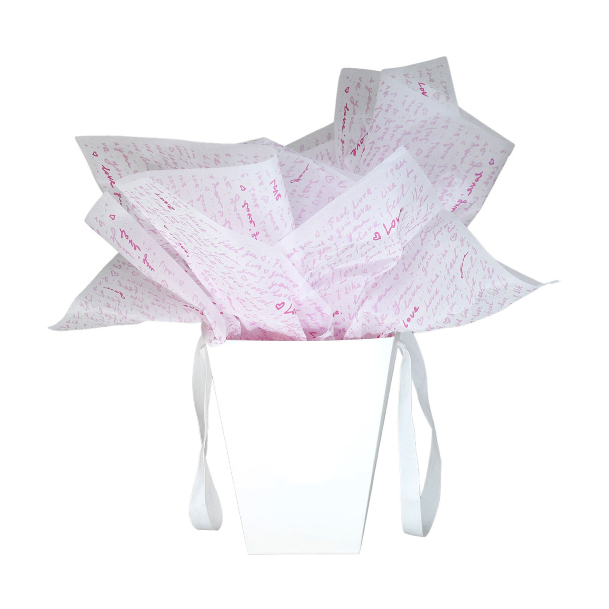 Tissue paper Love Notes, placed in a paper bag, 17gsm – size 50x75cm