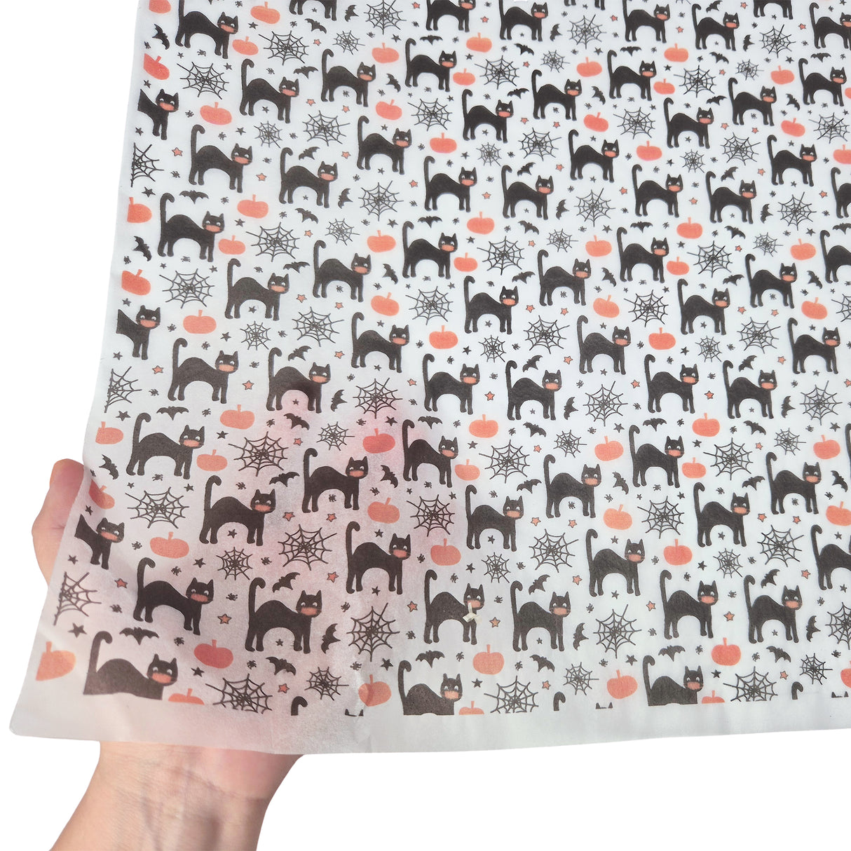 tissue paper Lucky Black Cats, texture and transparency, 17gsm – size 50x75cm