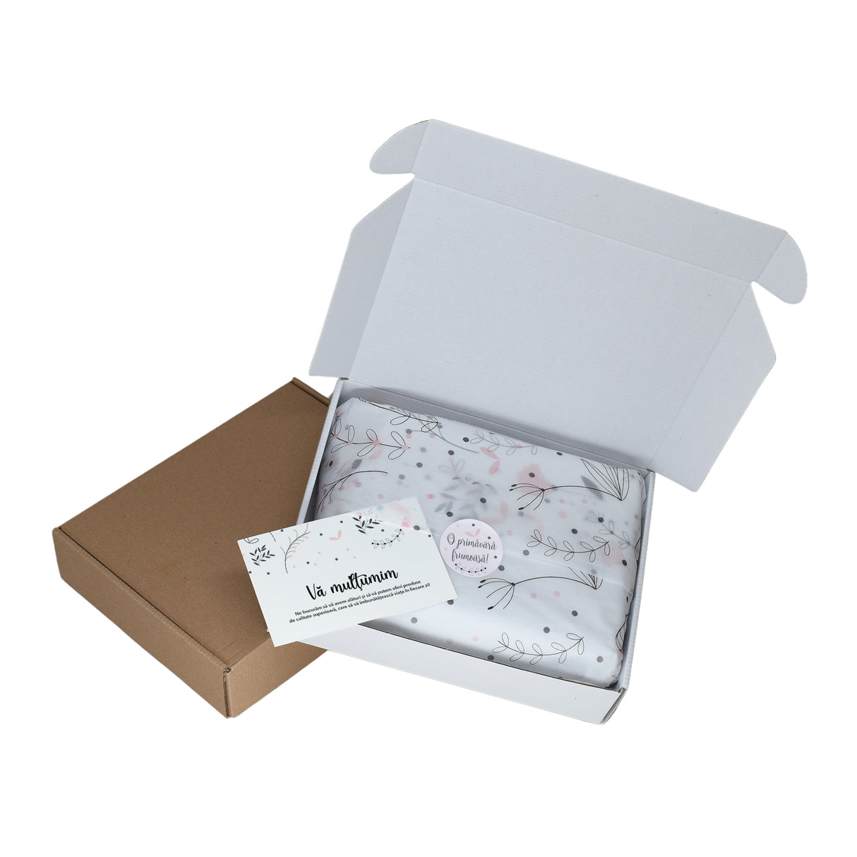 Tissue paper Mono Dots, in shipping box with sticker and thank you card, 17gsm – size 50x75cm