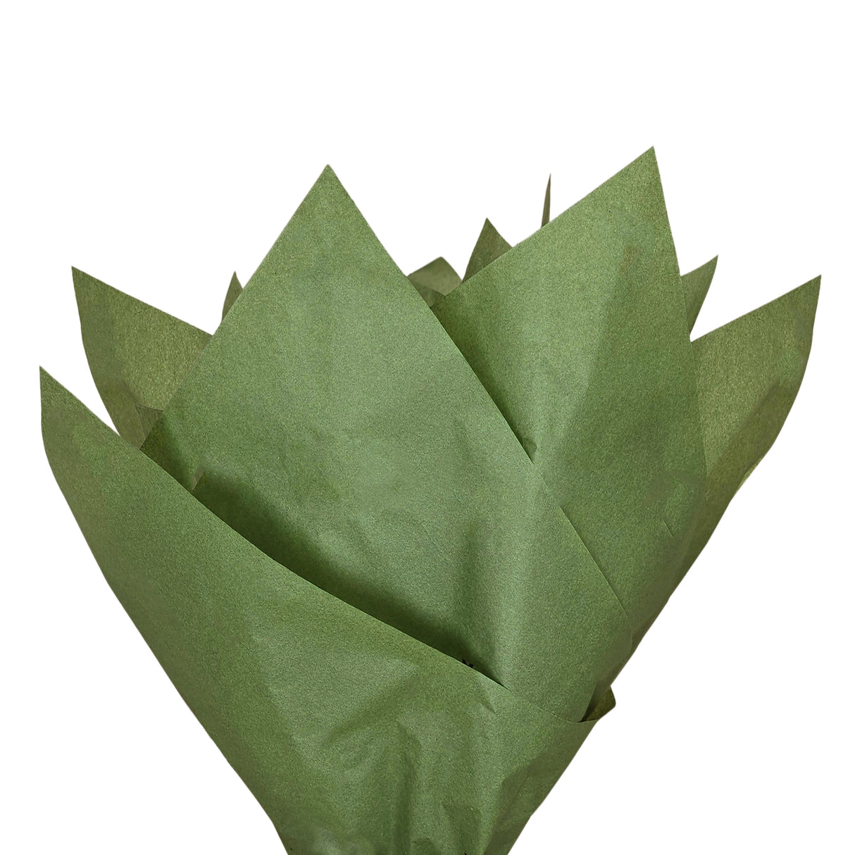 Plain tissue paper olive-green, fan arrangement, 17gsm – size 50x75cm
