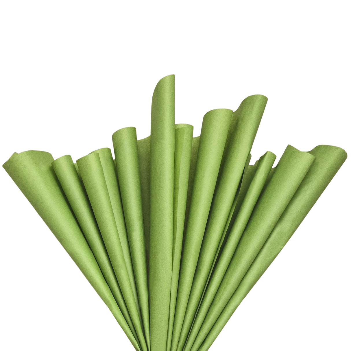 Plain tissue paper olive-green, fan arrangement, 28gsm – size 50x75cm