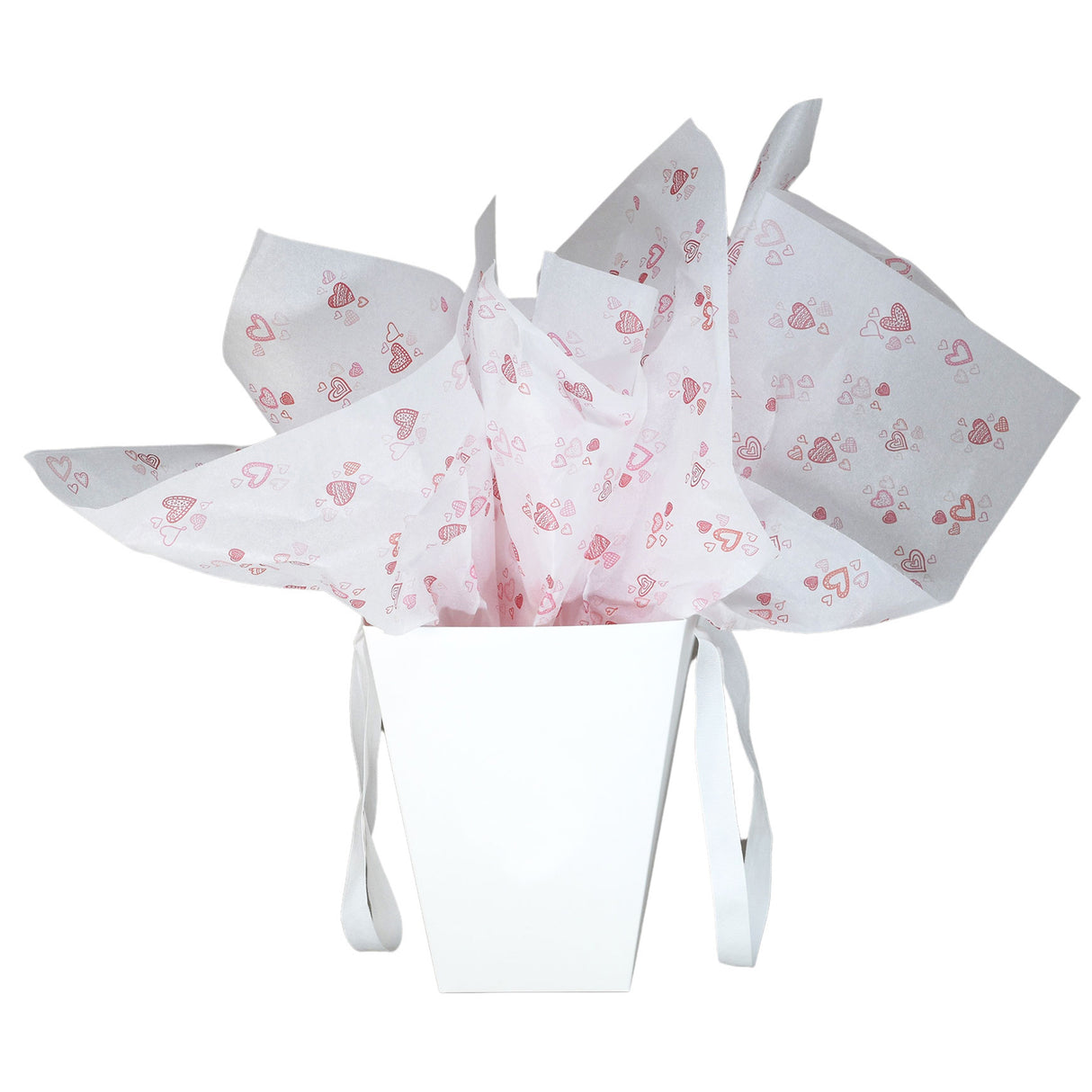 Tissue paper Patchwork Hearts, placed in a paper bag, 17gsm – size 50x75cm