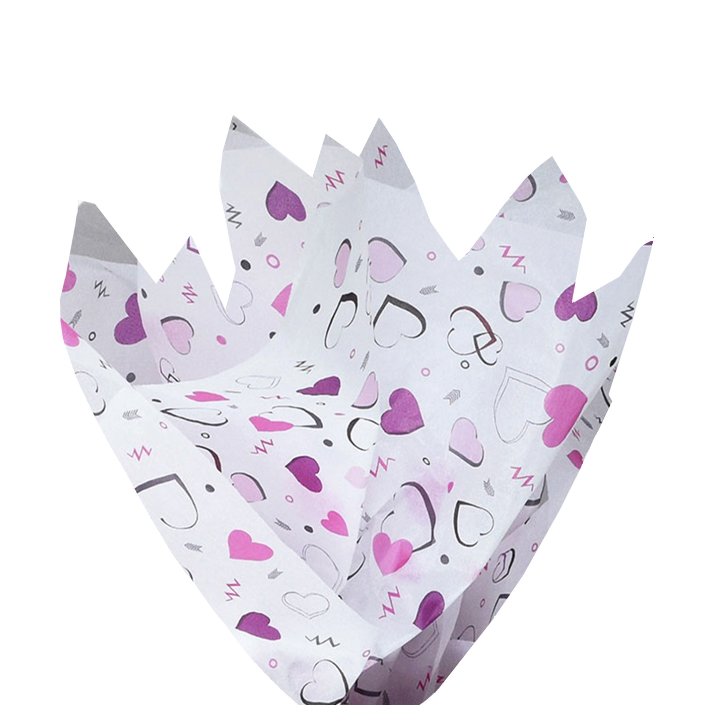 Tissue paper Pop Hearts, fan arrangement, 17gsm – size 50x75cm