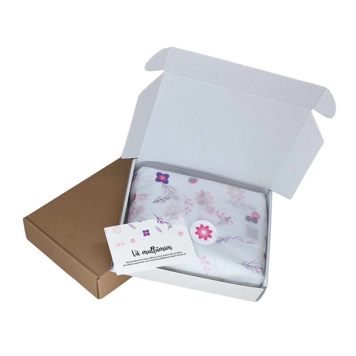 Tissue paper Purple Bloom, in shipping box with sticker and thank you card, 17gsm – size 50x75cm