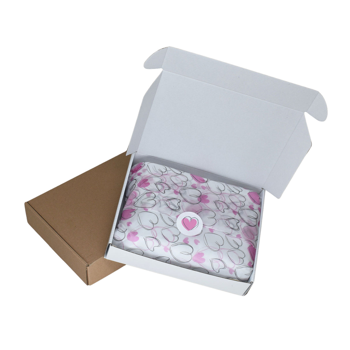Tissue paper Sketchy Hearts, placed in a transport box, 17gsm – size 50x75cm