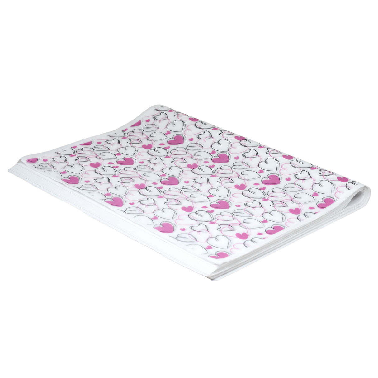 Tissue paper Sketchy Hearts, ream of sheets 17gsm – size 50x75cm