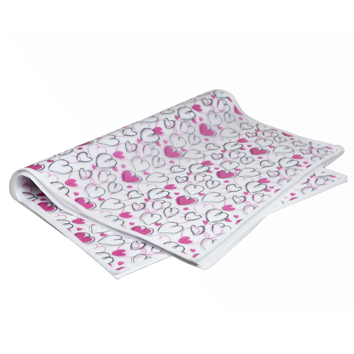 Tissue paper Sketchy Hearts, ream of folded sheets 17gsm – size 50x75cm