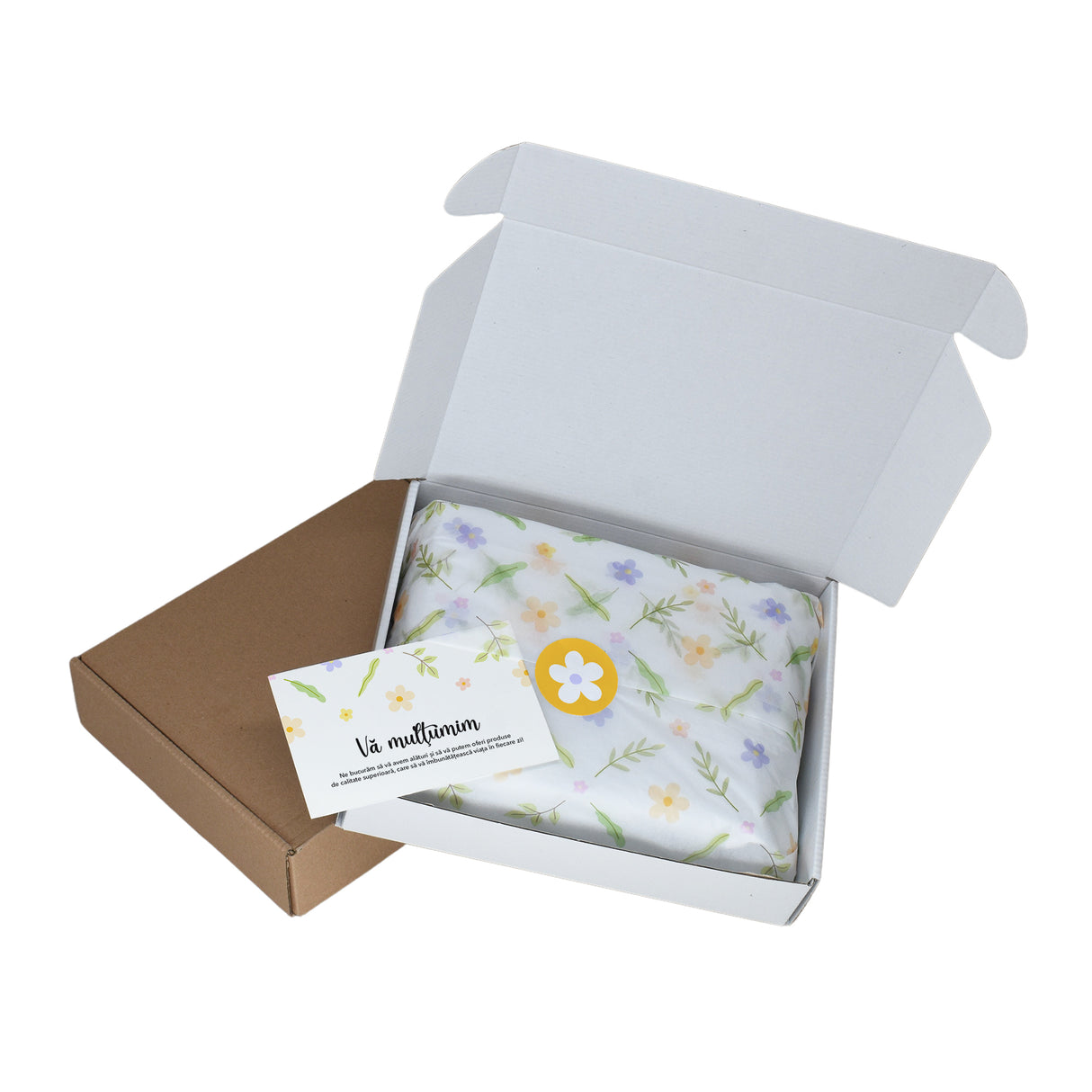 Tissue paper Soft Meadow, in shipping box with sticker and thank you card, 17gsm – size 50x75cm
