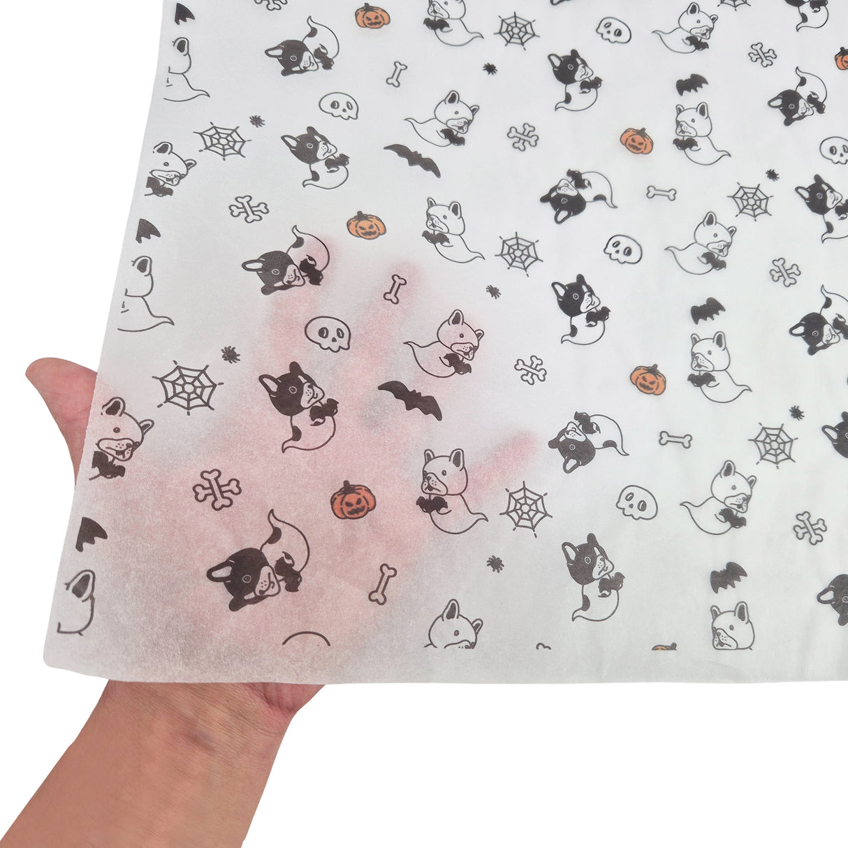 tissue paper Spooky Dog Squad, texture and transparency, 17gsm – size 50x75cm
