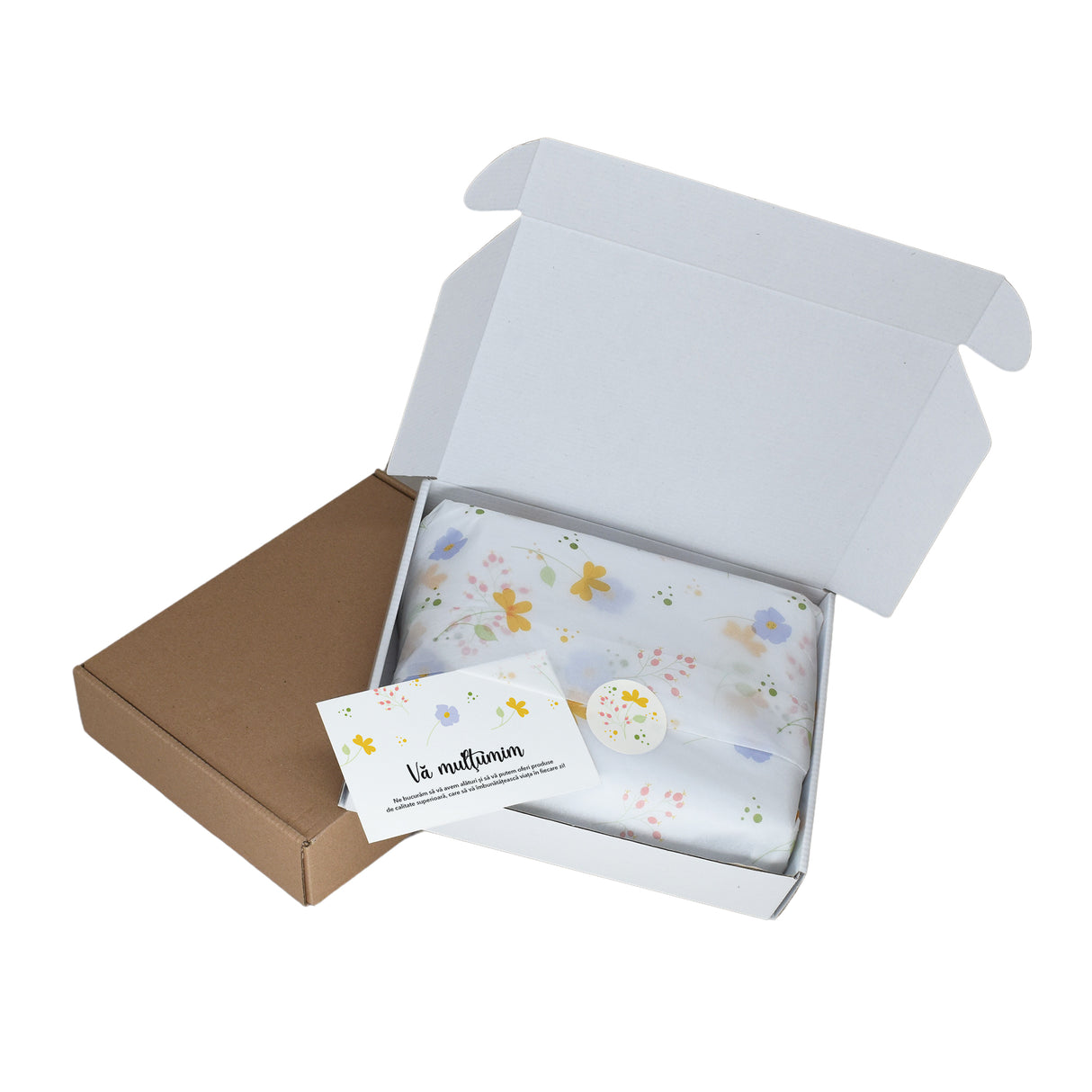 Tissue paper Spring Petals, in shipping box with sticker and thank you card, 17gsm – size 50x75cm