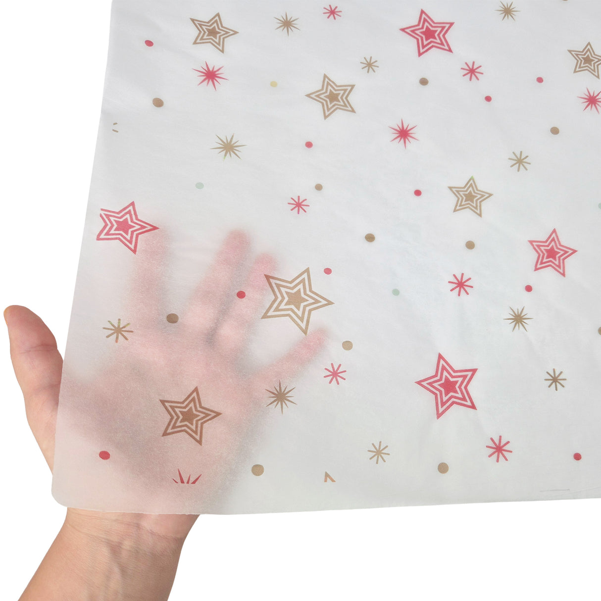 Tissue paper Star Parade Christmas, texture and transparency, 17gsm – size 50x75cm