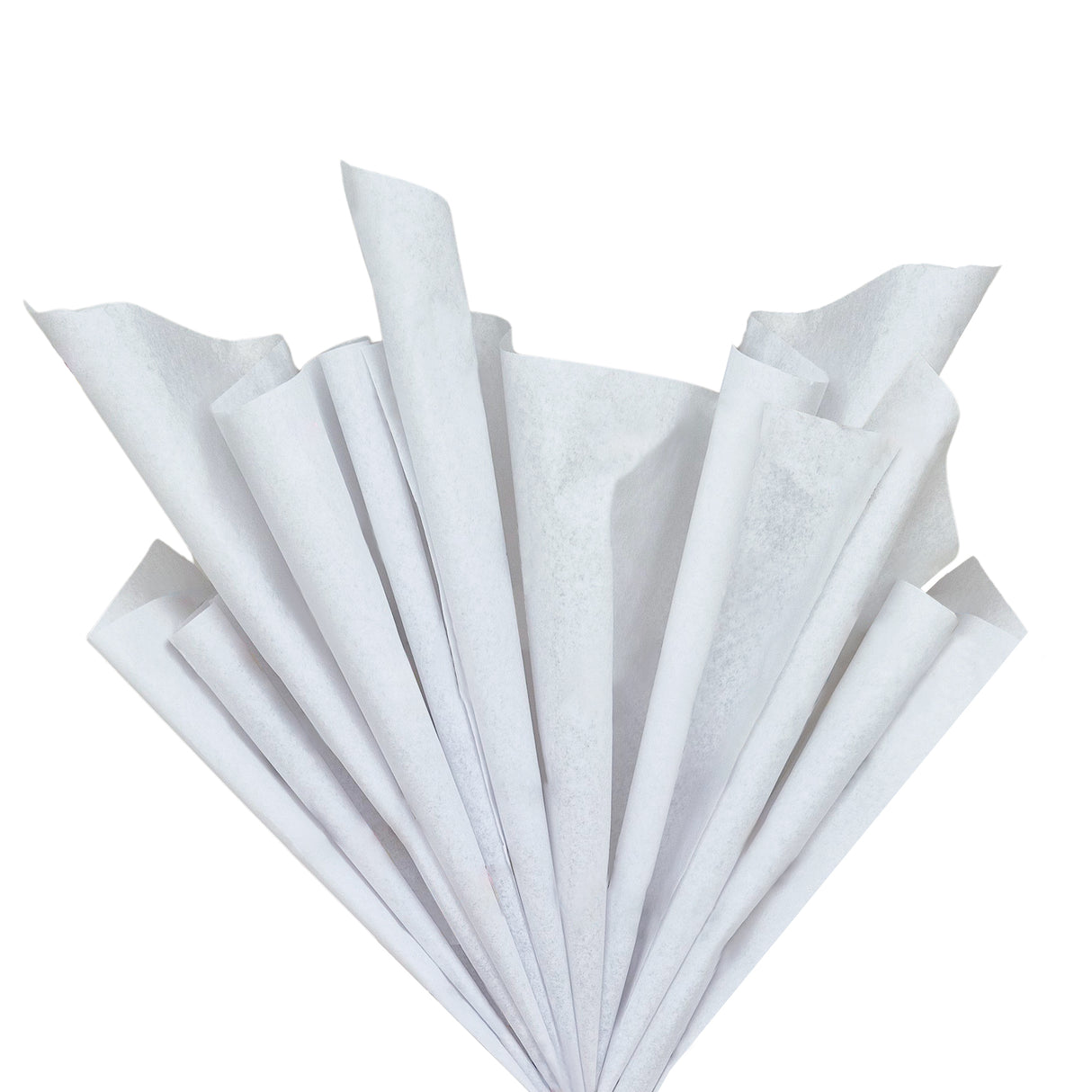 Plain tissue paper white, fan arrangement, 28gsm – size 50x75cm
